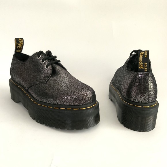 Dr. Martens Quad Platform Crackled Metallic Leather 1461 Quad Boots 8 - Picture 4 of 12